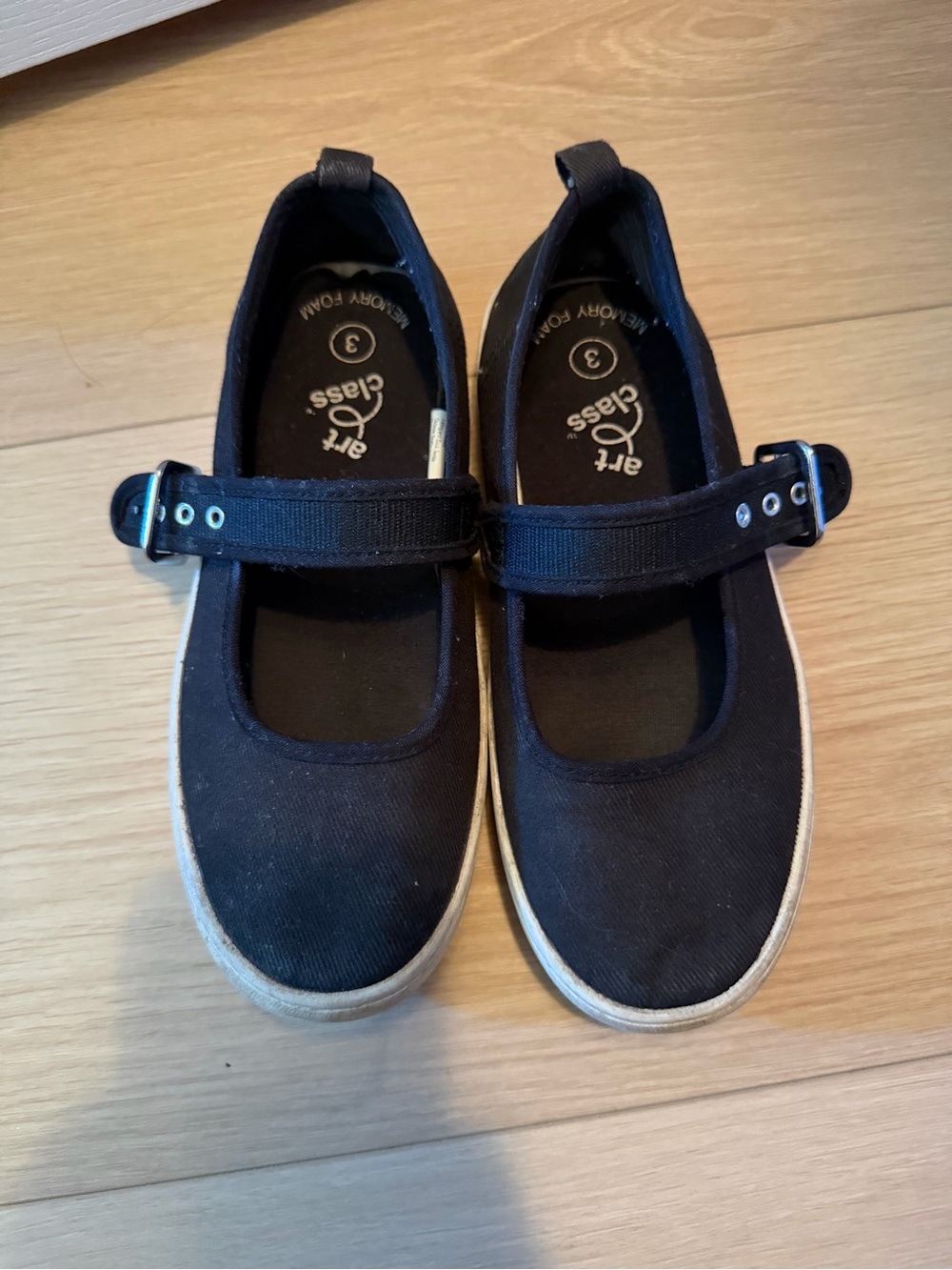 art class Black Canvas Mary Jane Shoes with Strap